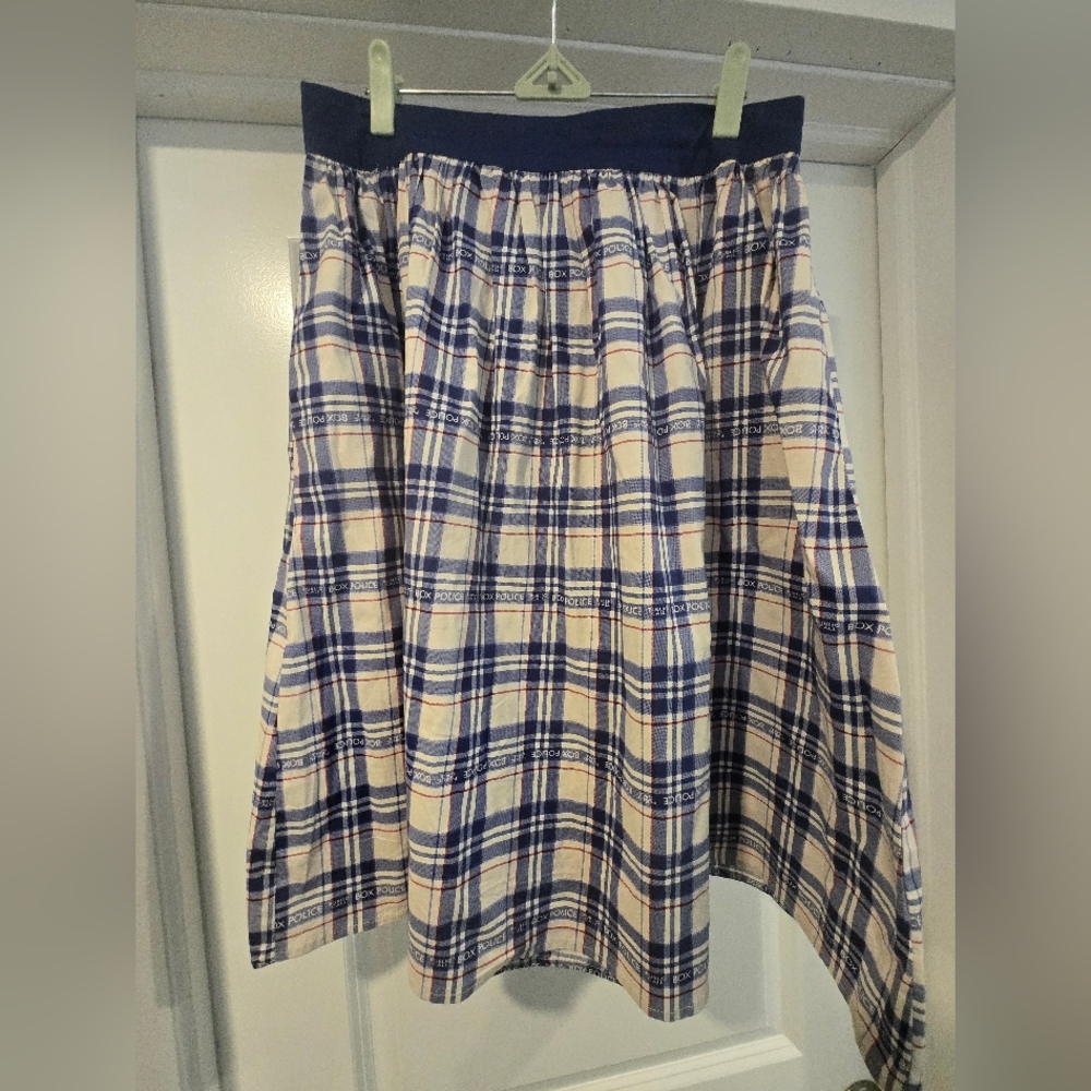 Her Universe Navy and Beige Checkered A-Line Skirt